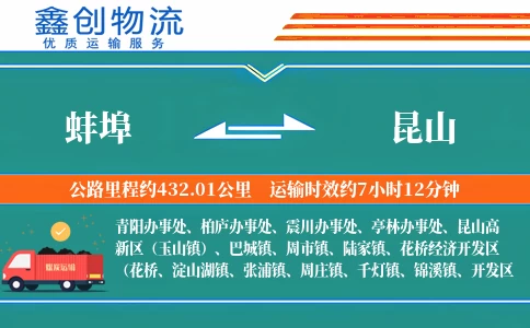 蚌埠到昆山物流公司