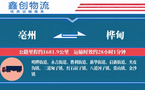 亳州到桦甸物流公司