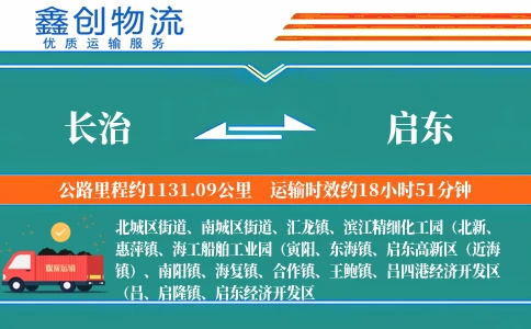 长治到启东物流公司