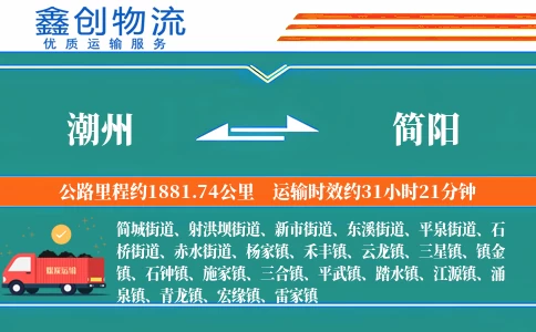 潮州到简阳物流公司