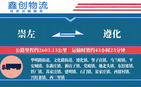 崇左到遵化物流公司