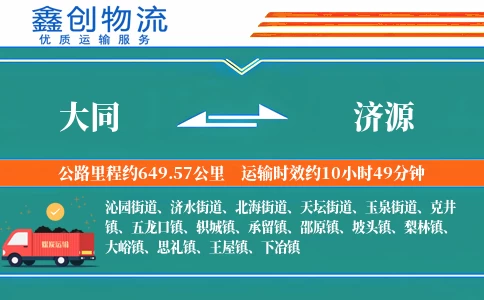 大同到济源物流公司