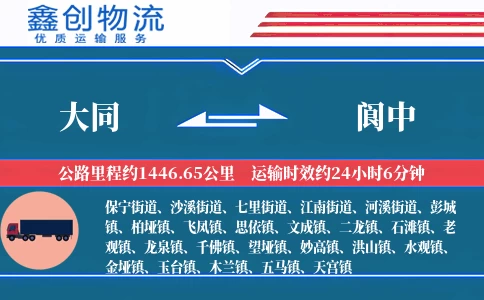 大同到阆中物流公司