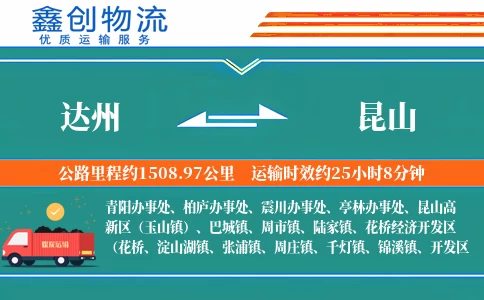 达州到昆山物流公司