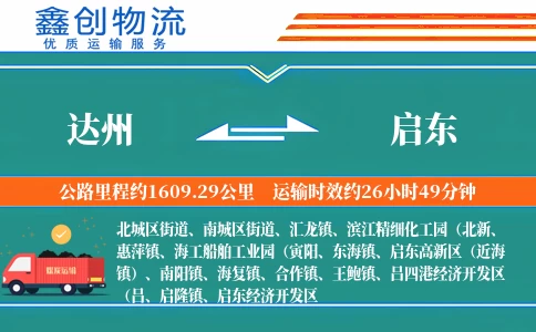 达州到启东物流公司