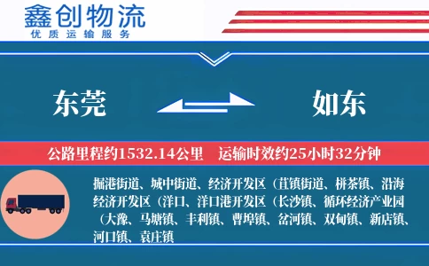 东莞到如东物流公司