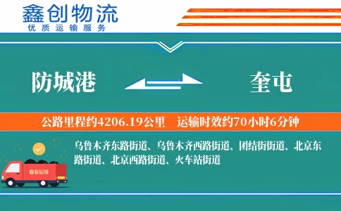 防城港到奎屯物流公司