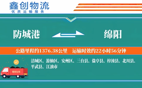 防城港到绵阳物流公司