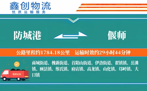 防城港到偃师物流公司