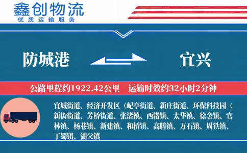 防城港到宜兴物流公司