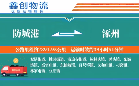 防城港到涿州物流公司