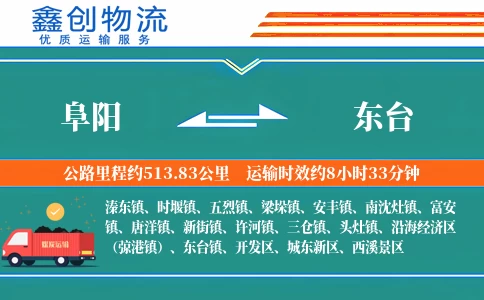 阜阳到东台物流公司