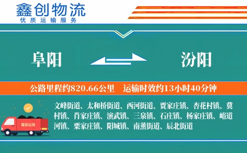 阜阳到汾阳物流公司