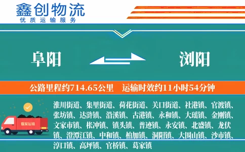 阜阳到浏阳物流公司