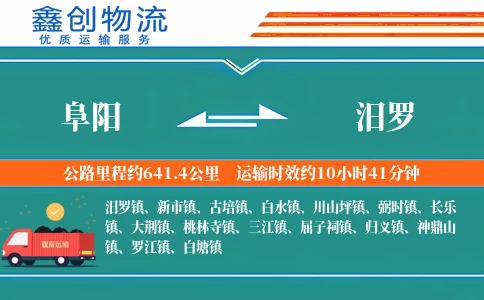 阜阳到汨罗物流公司