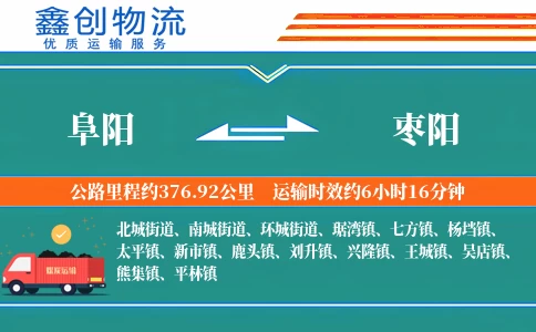 阜阳到枣阳物流公司