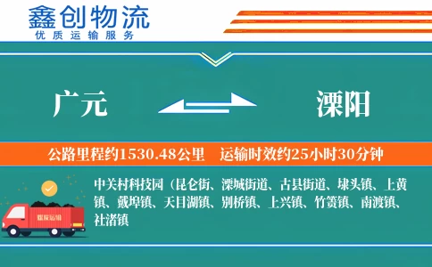 广元到溧阳物流公司