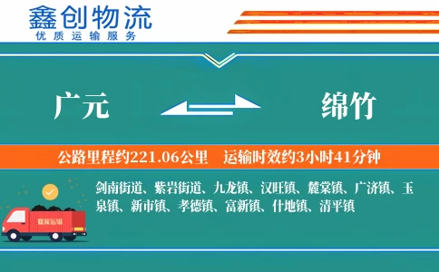 广元到绵竹物流公司