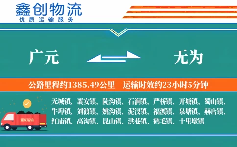 广元到无为物流公司