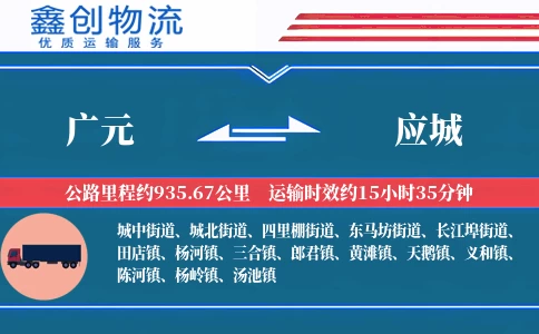 广元到应城物流公司