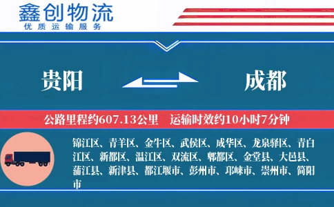 贵阳到成都物流公司