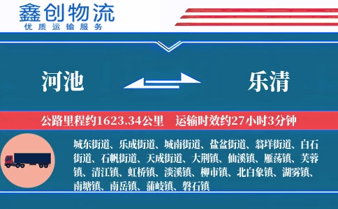 河池到乐清物流公司