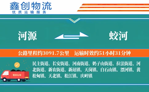 河源到蛟河物流公司