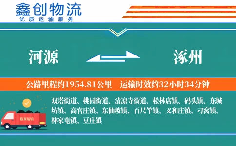 河源到涿州物流公司