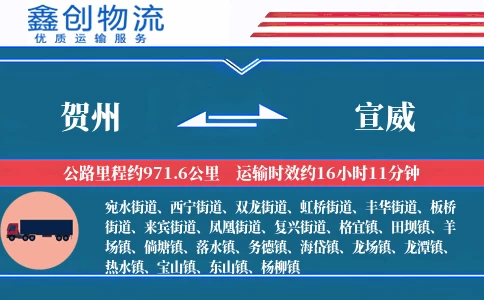 贺州到宣威物流公司