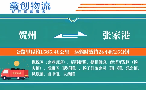 贺州到张家港物流公司