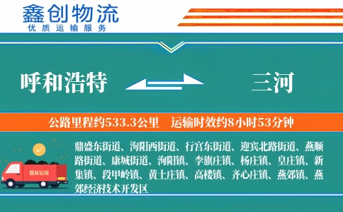 呼和浩特到三河物流公司