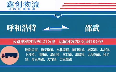 呼和浩特到邵武物流公司