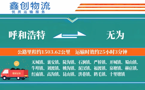 呼和浩特到无为物流公司