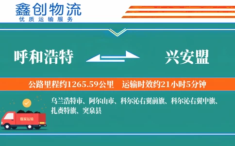 呼和浩特到兴安盟物流公司