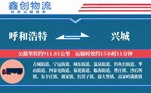 呼和浩特到兴城物流公司