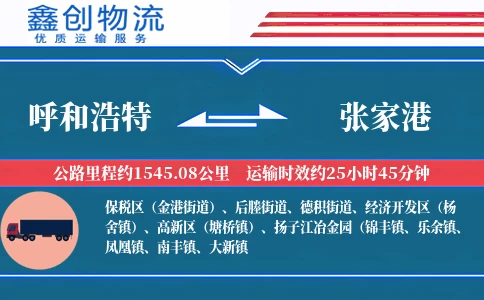 呼和浩特到张家港物流公司