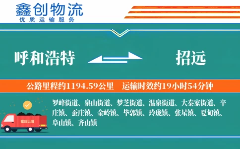 呼和浩特到招远物流公司