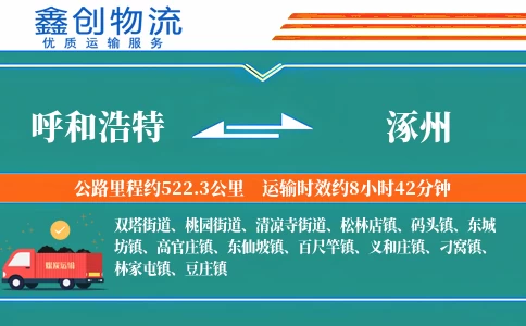 呼和浩特到涿州物流公司