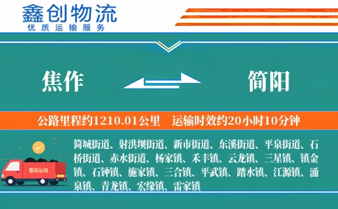 焦作到简阳物流公司