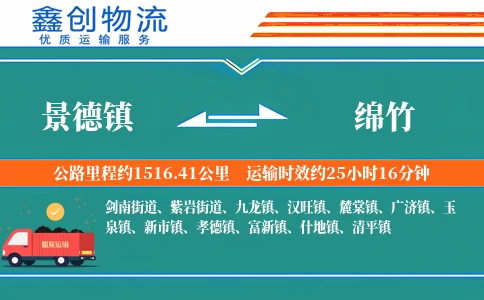 景德镇到绵竹物流公司