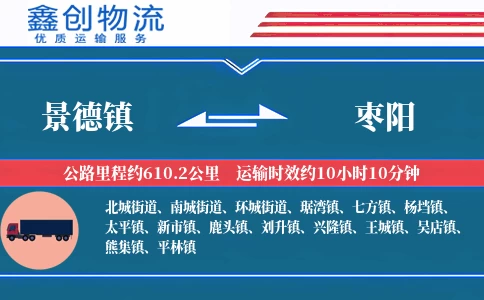 景德镇到枣阳物流公司