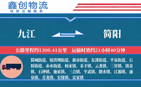 九江到简阳物流公司
