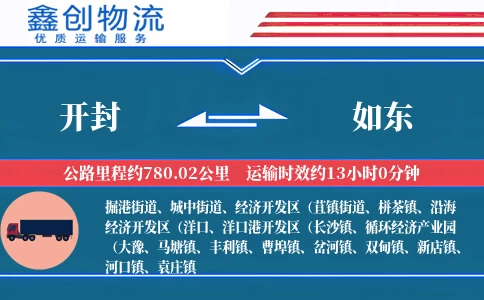 开封到如东物流公司