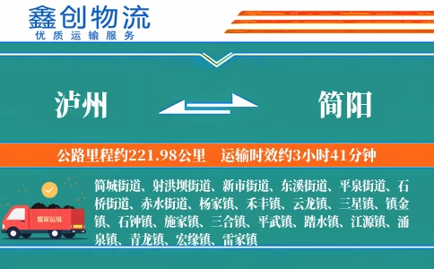 泸州到简阳物流公司