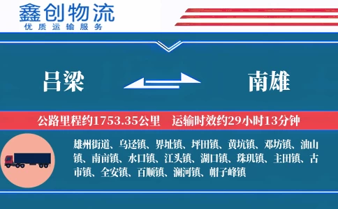 吕梁到南雄物流公司