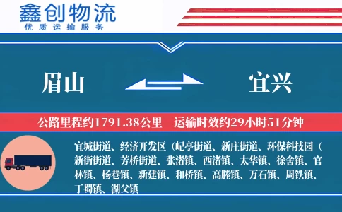 眉山到宜兴物流公司