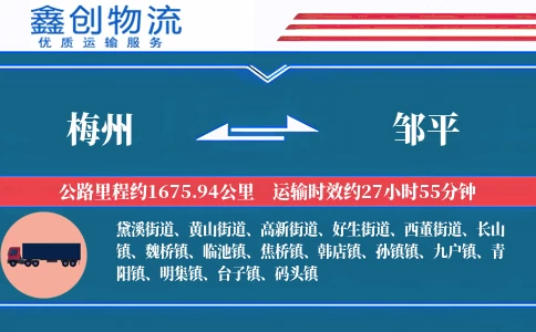 梅州到邹平物流公司