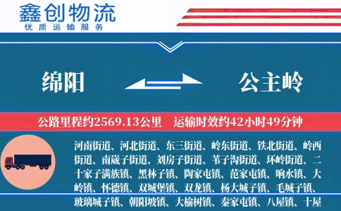 绵阳到公主岭物流公司