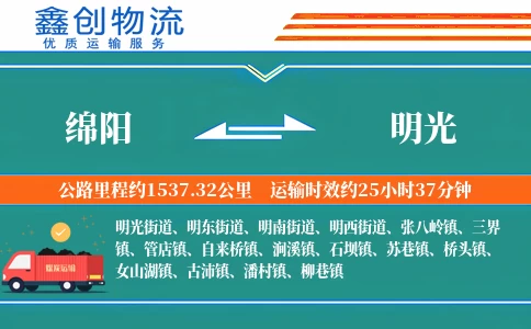 绵阳到明光物流公司