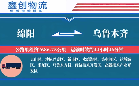 绵阳到乌鲁木齐物流公司